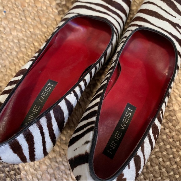 Nine West Zebra Pumps Square Toe block heel 90s - Picture 2 of 16